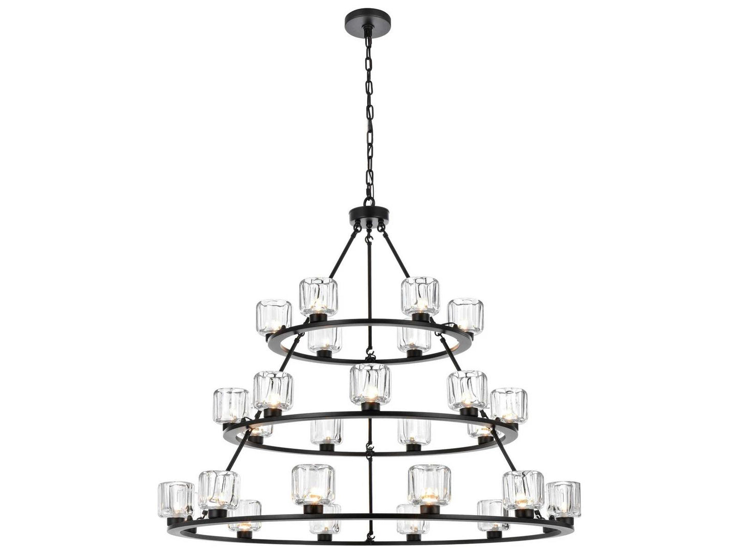 Elegant Lighting Cadence 27-Light Tiered Chandelier in Black and Clear