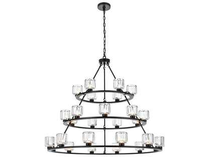 Elegant Lighting Cadence 27-Light Tiered Chandelier in Black and Clear