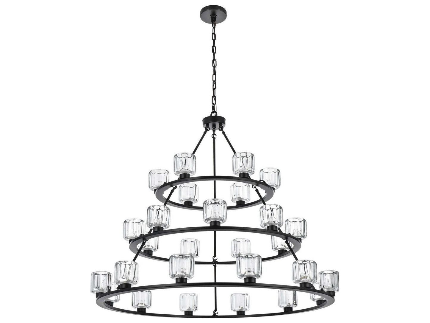 Elegant Lighting Cadence 27-Light Tiered Chandelier in Black and Clear