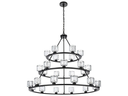 Elegant Lighting Cadence 27-Light Tiered Chandelier in Black and Clear