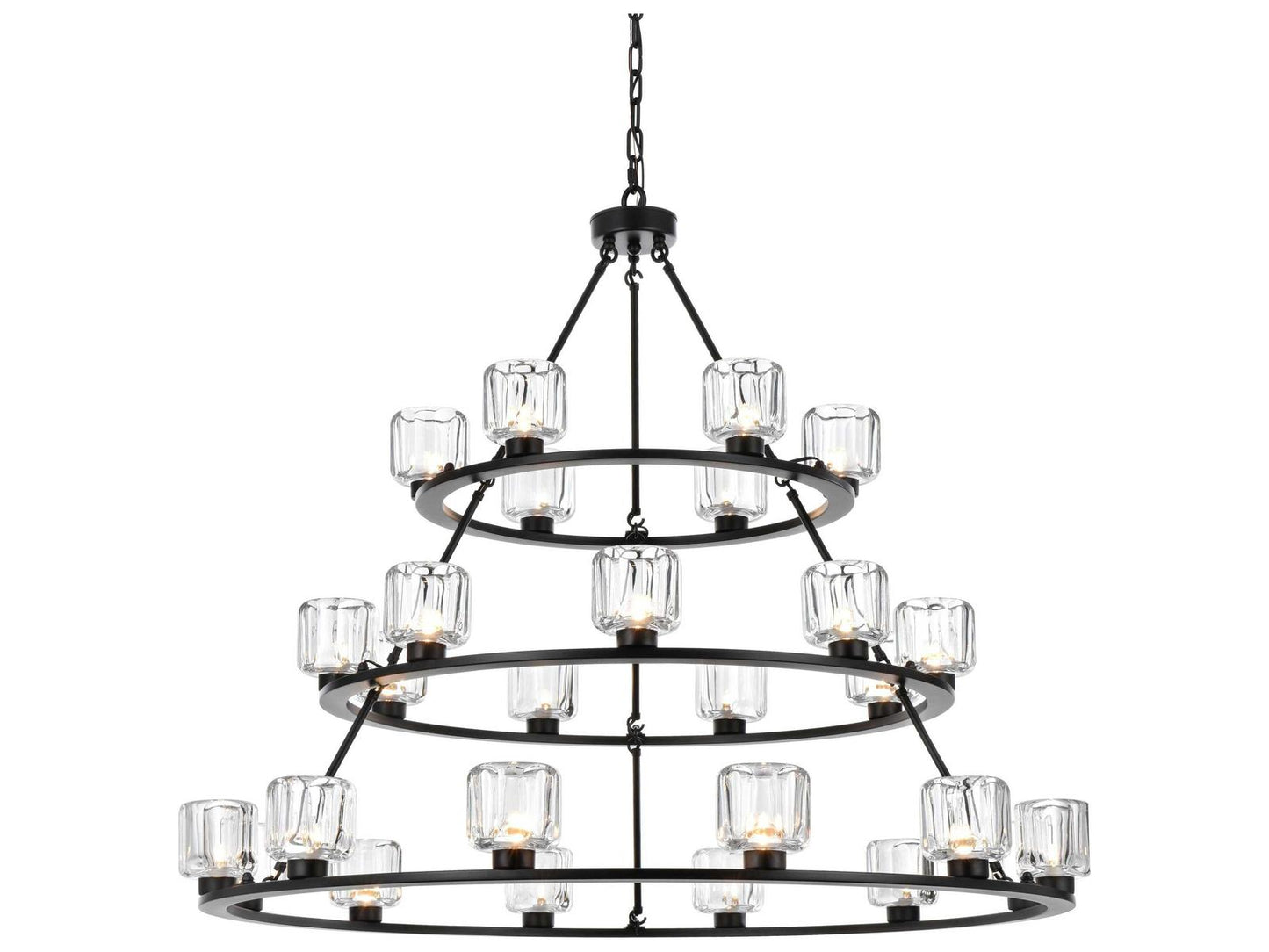 Elegant Lighting Cadence 27-Light Tiered Chandelier in Black and Clear