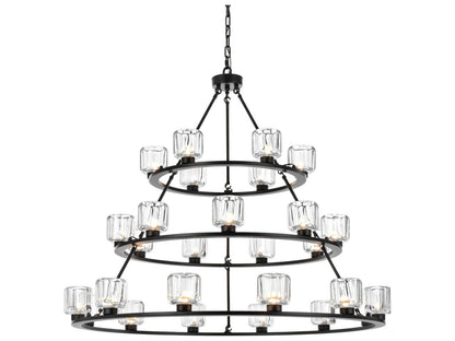 Elegant Lighting Cadence 27-Light Tiered Chandelier in Black and Clear