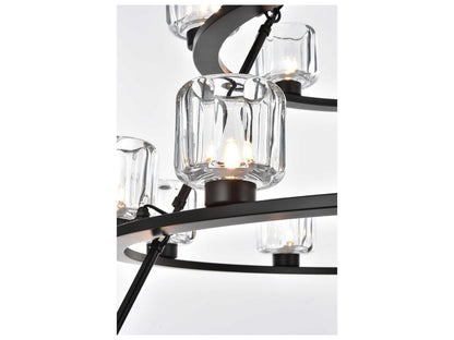 Elegant Lighting Cadence 27-Light Tiered Chandelier in Black and Clear