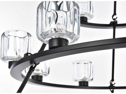 Elegant Lighting Cadence 27-Light Tiered Chandelier in Black and Clear