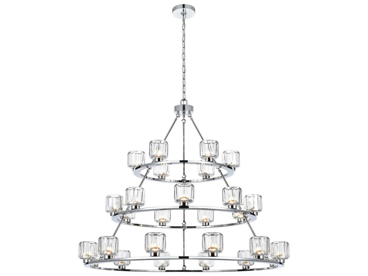 Elegant Lighting Cadence 27-Light Chrome Tiered Chandelier with Clear Glass