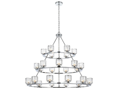 Elegant Lighting Cadence 27-Light Chrome Tiered Chandelier with Clear Glass
