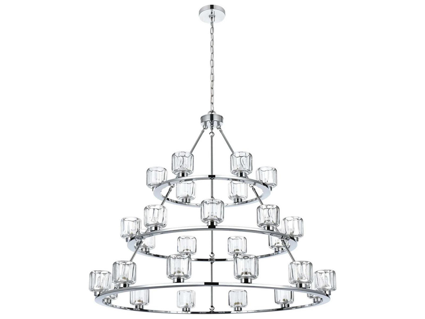 Elegant Lighting Cadence 27-Light Chrome Tiered Chandelier with Clear Glass