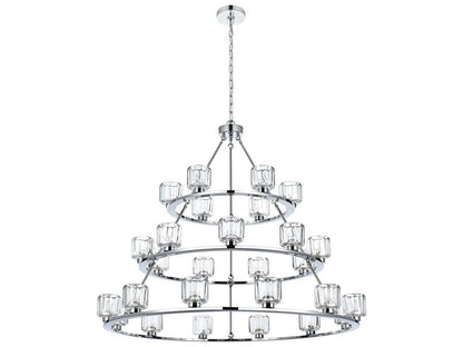 Elegant Lighting Cadence 27-Light Chrome Tiered Chandelier with Clear Glass