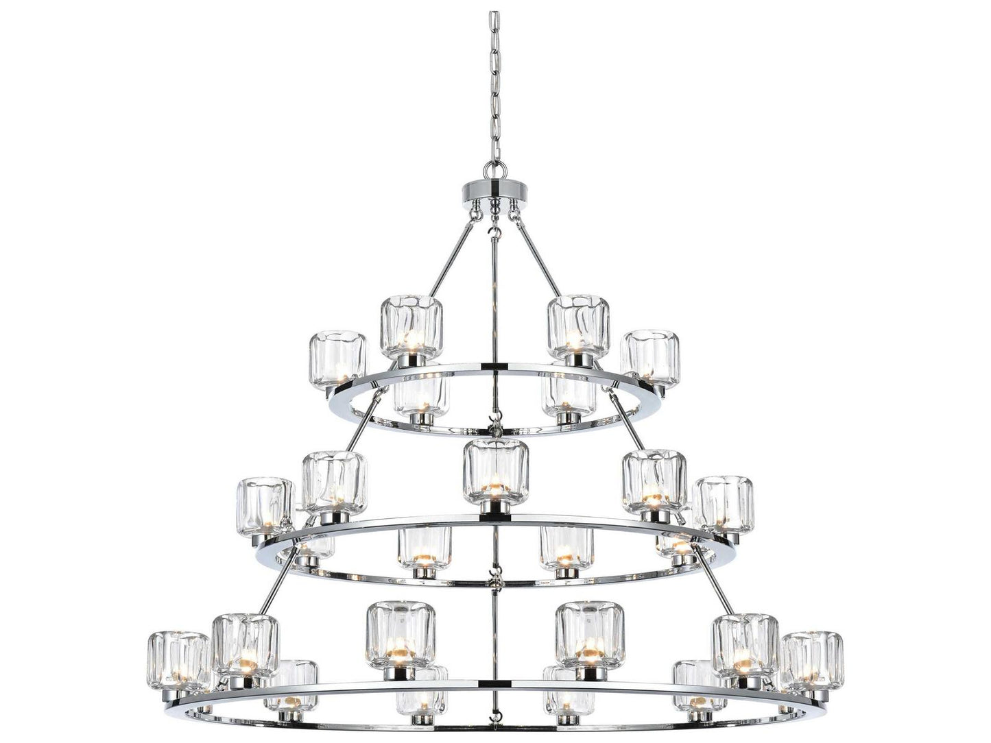 Elegant Lighting Cadence 27-Light Chrome Tiered Chandelier with Clear Glass