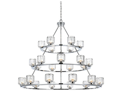 Elegant Lighting Cadence 27-Light Chrome Tiered Chandelier with Clear Glass