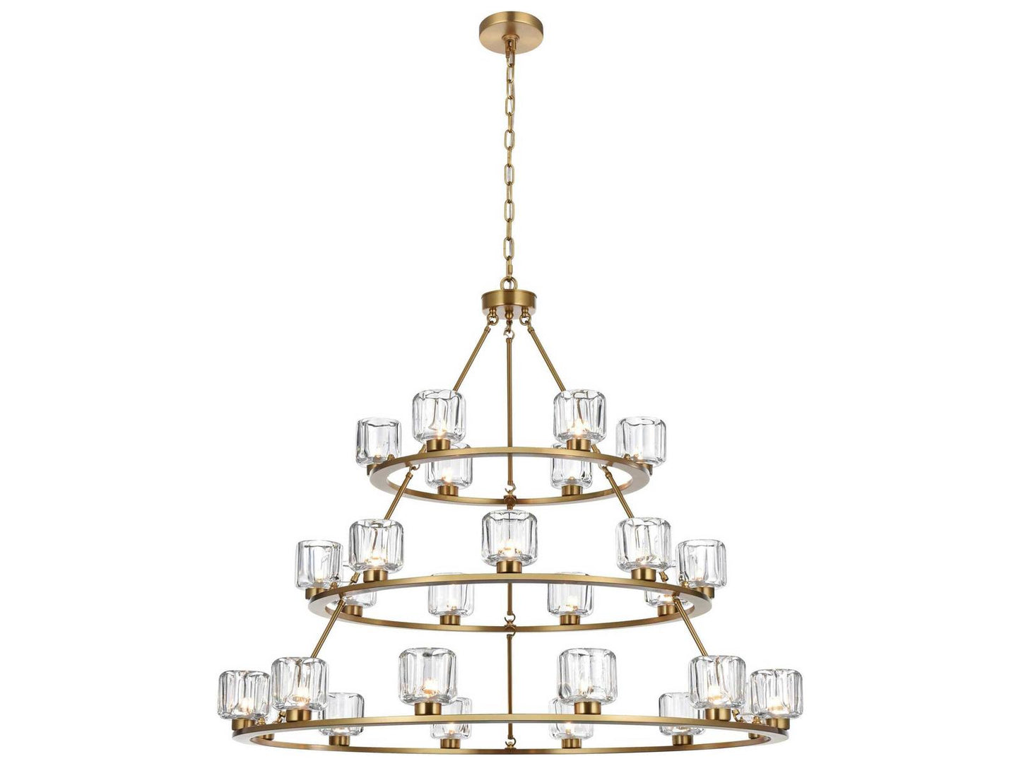 Elegant Lighting Cadence 27-Light Tiered Chandelier in Satin Gold