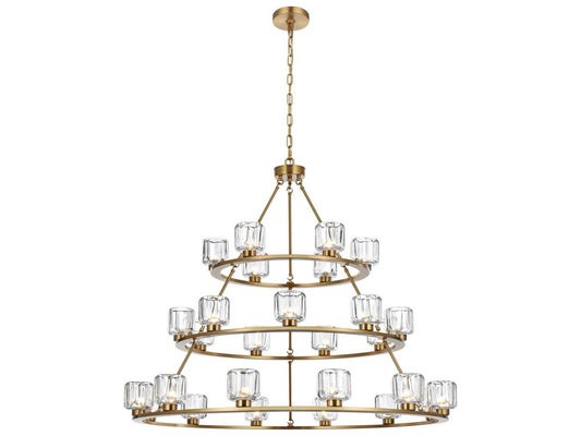 Elegant Lighting Cadence 27-Light Tiered Chandelier in Satin Gold