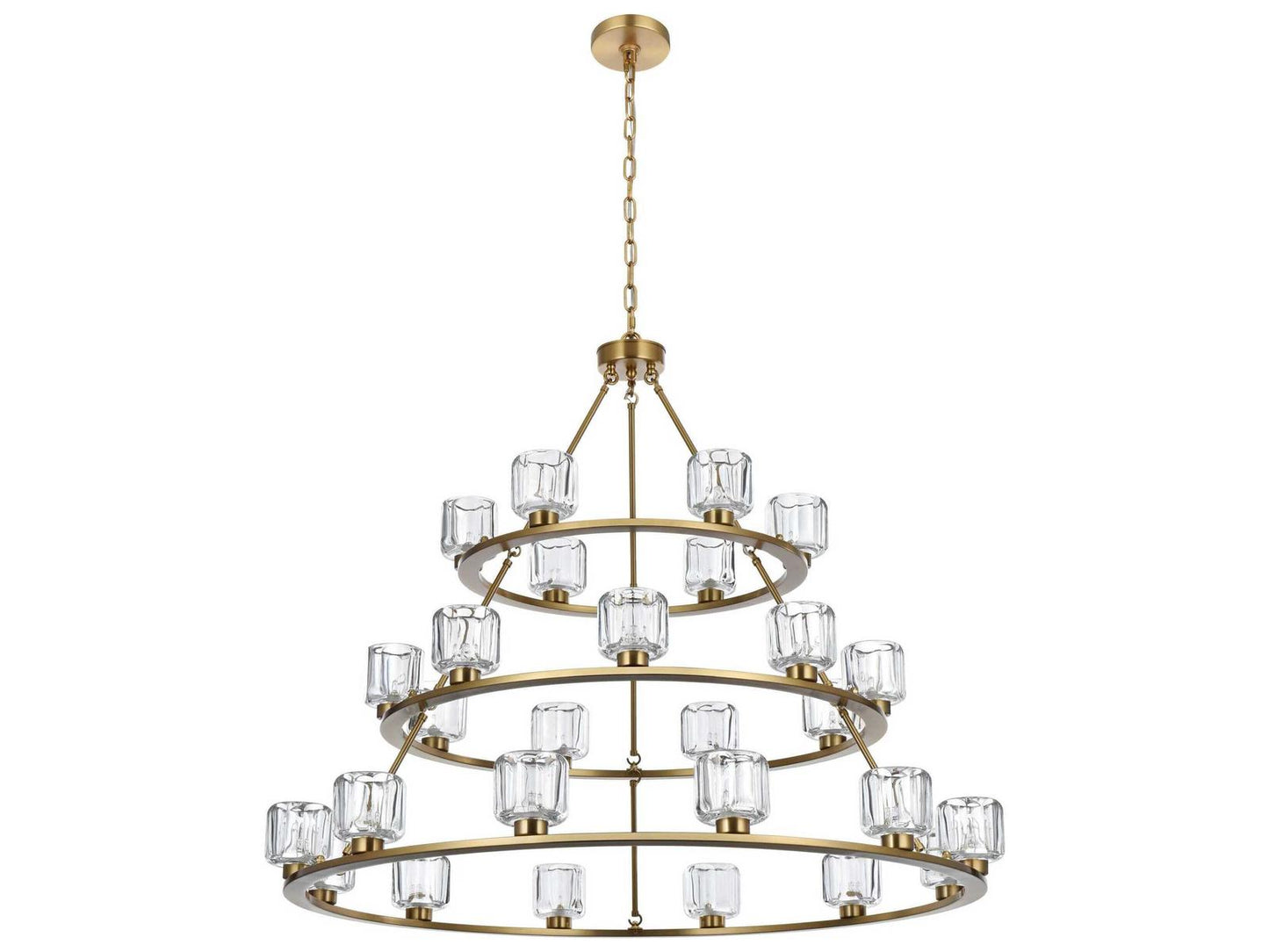 Elegant Lighting Cadence 27-Light Tiered Chandelier in Satin Gold