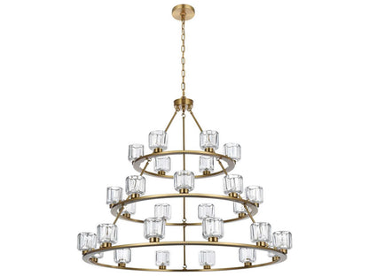 Elegant Lighting Cadence 27-Light Tiered Chandelier in Satin Gold