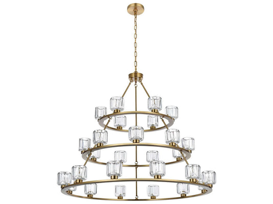 Elegant Lighting Cadence 27-Light Tiered Chandelier in Satin Gold