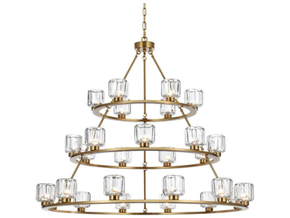 Elegant Lighting Cadence 27-Light Tiered Chandelier in Satin Gold