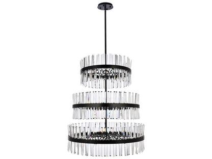 Elegant Lighting Serephina 46-Light Black Round Tiered Chandelier with Clear Royal Cut Crystal