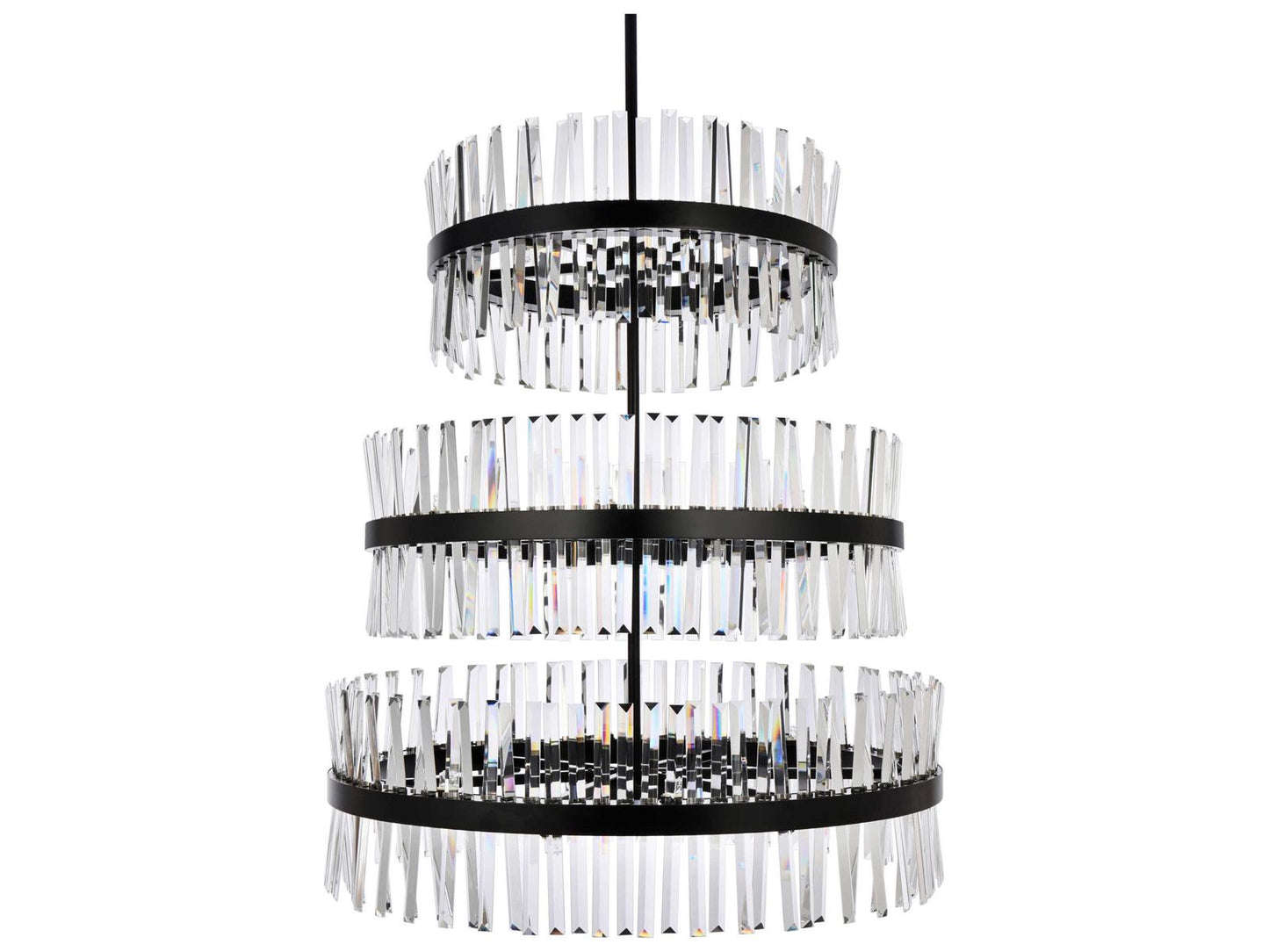 Elegant Lighting Serephina 46-Light Black Round Tiered Chandelier with Clear Royal Cut Crystal