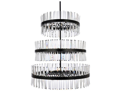 Elegant Lighting Serephina 46-Light Black Round Tiered Chandelier with Clear Royal Cut Crystal