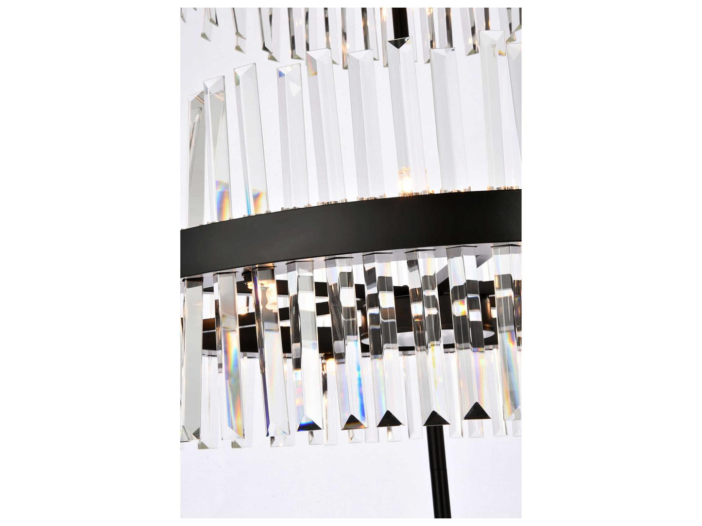 Elegant Lighting Serephina 46-Light Black Round Tiered Chandelier with Clear Royal Cut Crystal