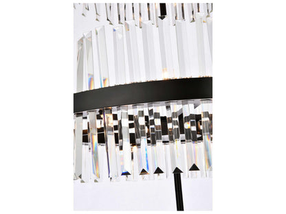 Elegant Lighting Serephina 46-Light Black Round Tiered Chandelier with Clear Royal Cut Crystal