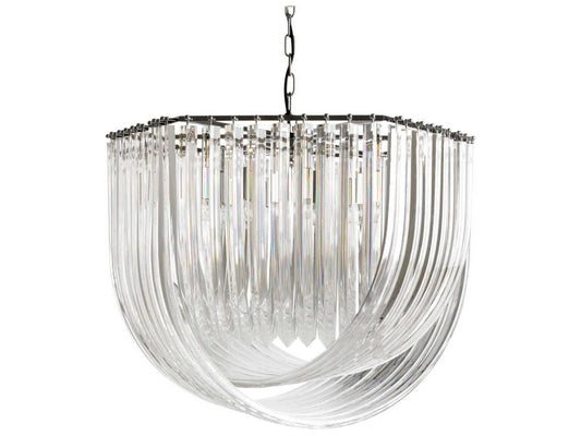 Eichholtz 6-Light Hy¨¨res Chandelier in Clear Acrylic and Polished Nickel