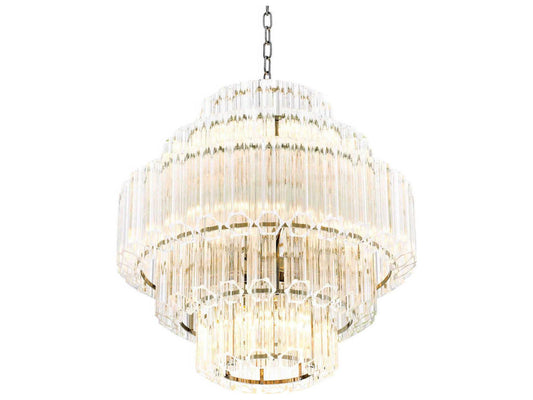 Eichholtz 9-Light Vittoria S Chandelier in Nickel with Clear Glass