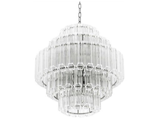 Eichholtz 9-Light Vittoria S Chandelier in Nickel with Clear Glass