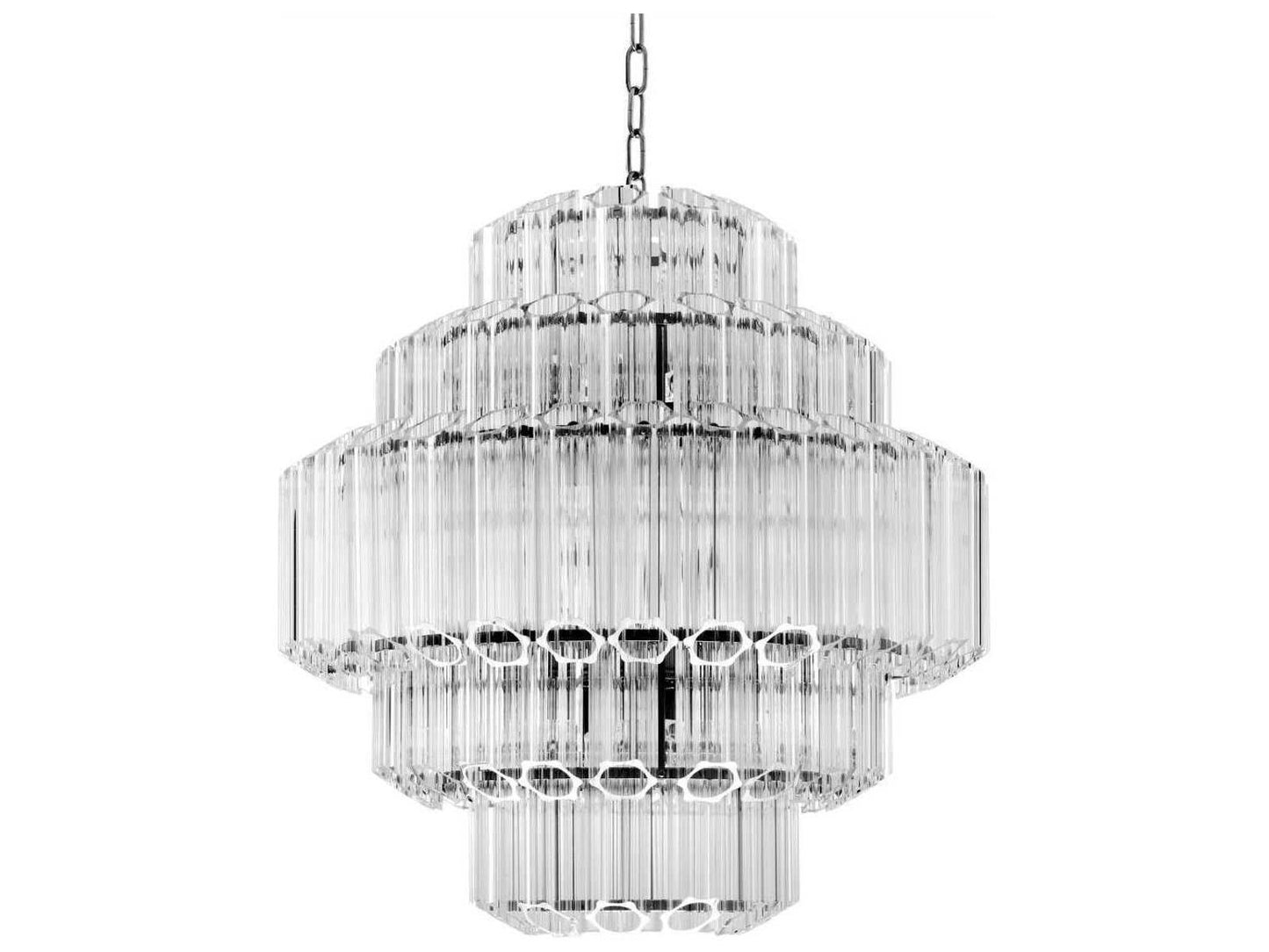Eichholtz 9-Light Vittoria S Chandelier in Nickel with Clear Glass