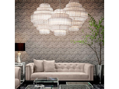 Eichholtz 9-Light Vittoria S Chandelier in Nickel with Clear Glass