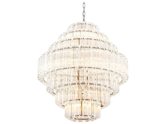 Eichholtz 18-Light Vittoria L Chandelier in Nickel Finish with Clear Glass