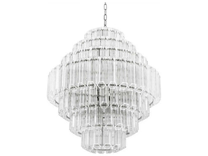 Eichholtz 18-Light Vittoria L Chandelier in Nickel Finish with Clear Glass