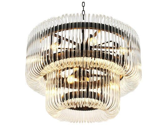 Eichholtz Sutton House 15-Light Art Deco Chandelier in Bronze Finish