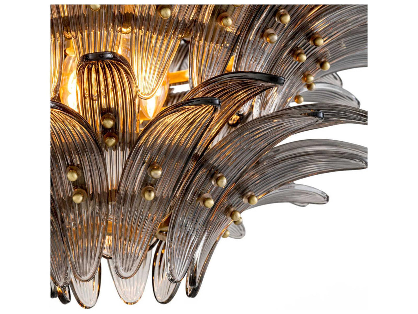 Eichholtz Italo 9-Light Tiered Chandelier in Light Brushed Brass with Smoke Glass