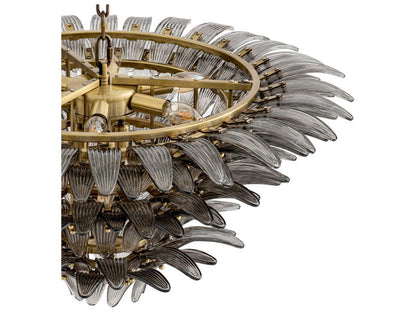 Eichholtz Italo 9-Light Tiered Chandelier in Light Brushed Brass with Smoke Glass