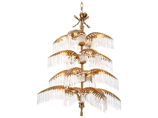 Eichholtz Hildebrandt XL 16-Light Chandelier in Vintage Brass with Crystal Glass
