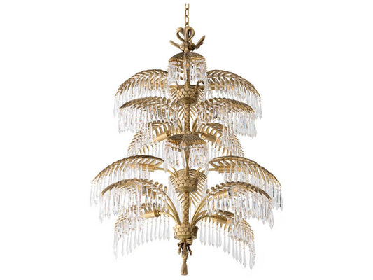 Eichholtz Hildebrandt XL 16-Light Chandelier in Vintage Brass with Crystal Glass