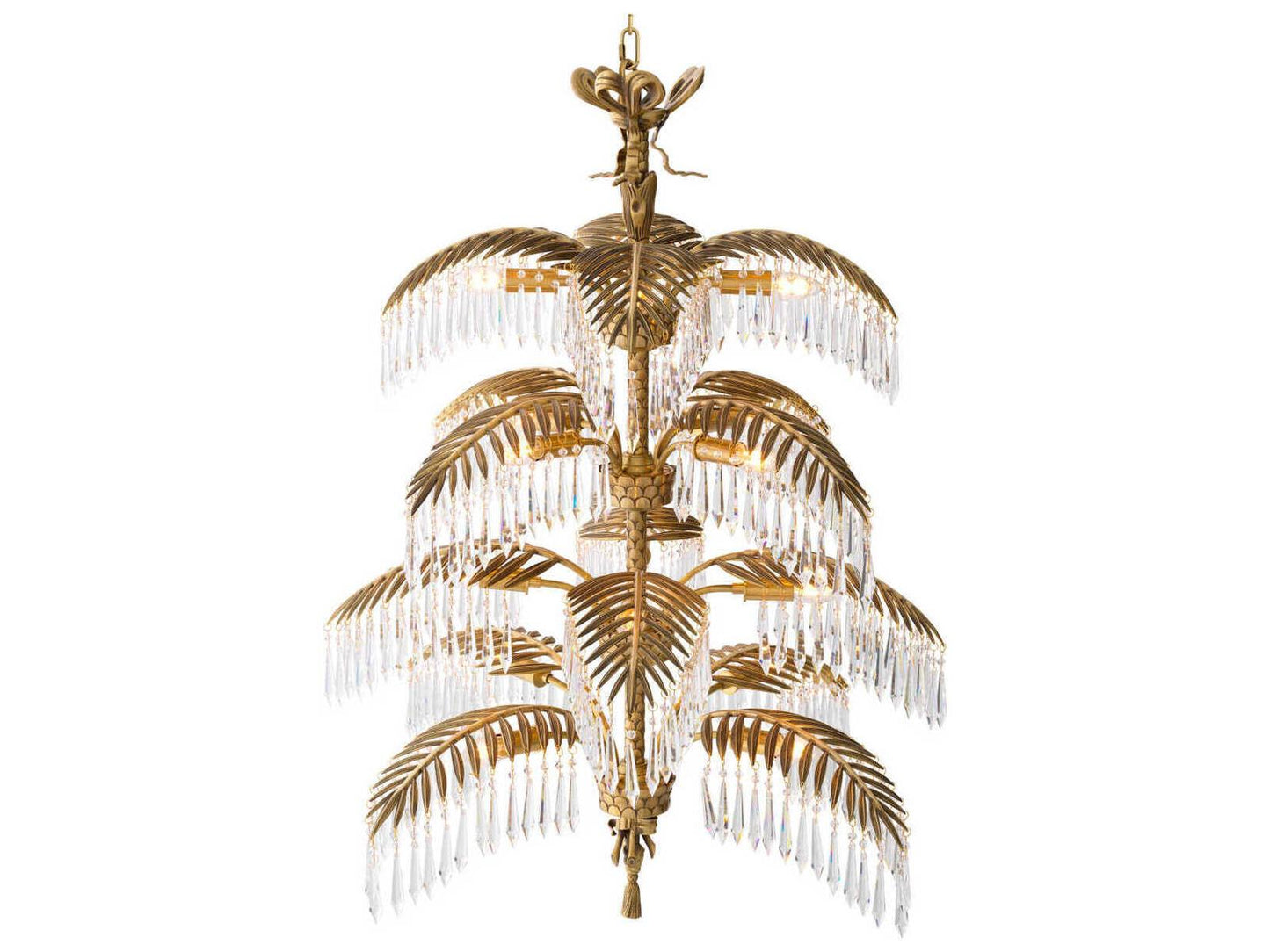 Eichholtz Hildebrandt XL 16-Light Chandelier in Vintage Brass with Crystal Glass