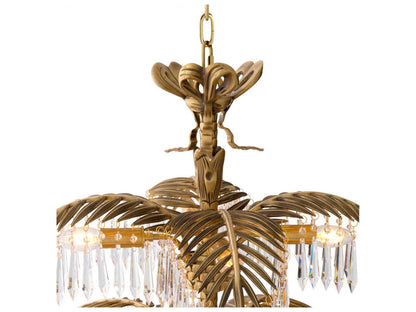 Eichholtz Hildebrandt XL 16-Light Chandelier in Vintage Brass with Crystal Glass
