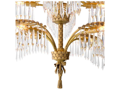 Eichholtz Hildebrandt XL 16-Light Chandelier in Vintage Brass with Crystal Glass
