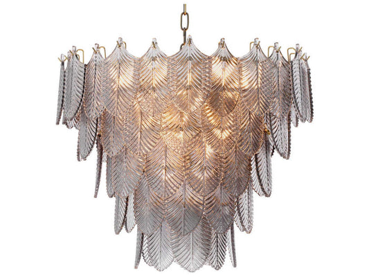 Eichholtz Verbier 10-Light Chandelier in Light Brushed Brass and Smoke Glass