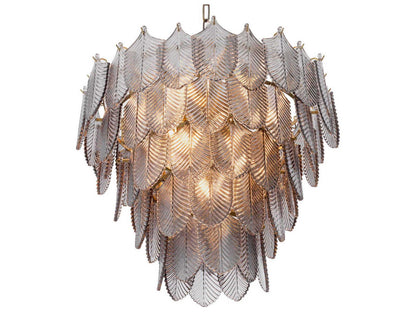 Eichholtz Verbier 10-Light Chandelier in Light Brushed Brass and Smoke Glass