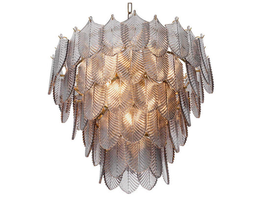 Eichholtz Verbier 10-Light Chandelier in Light Brushed Brass and Smoke Glass