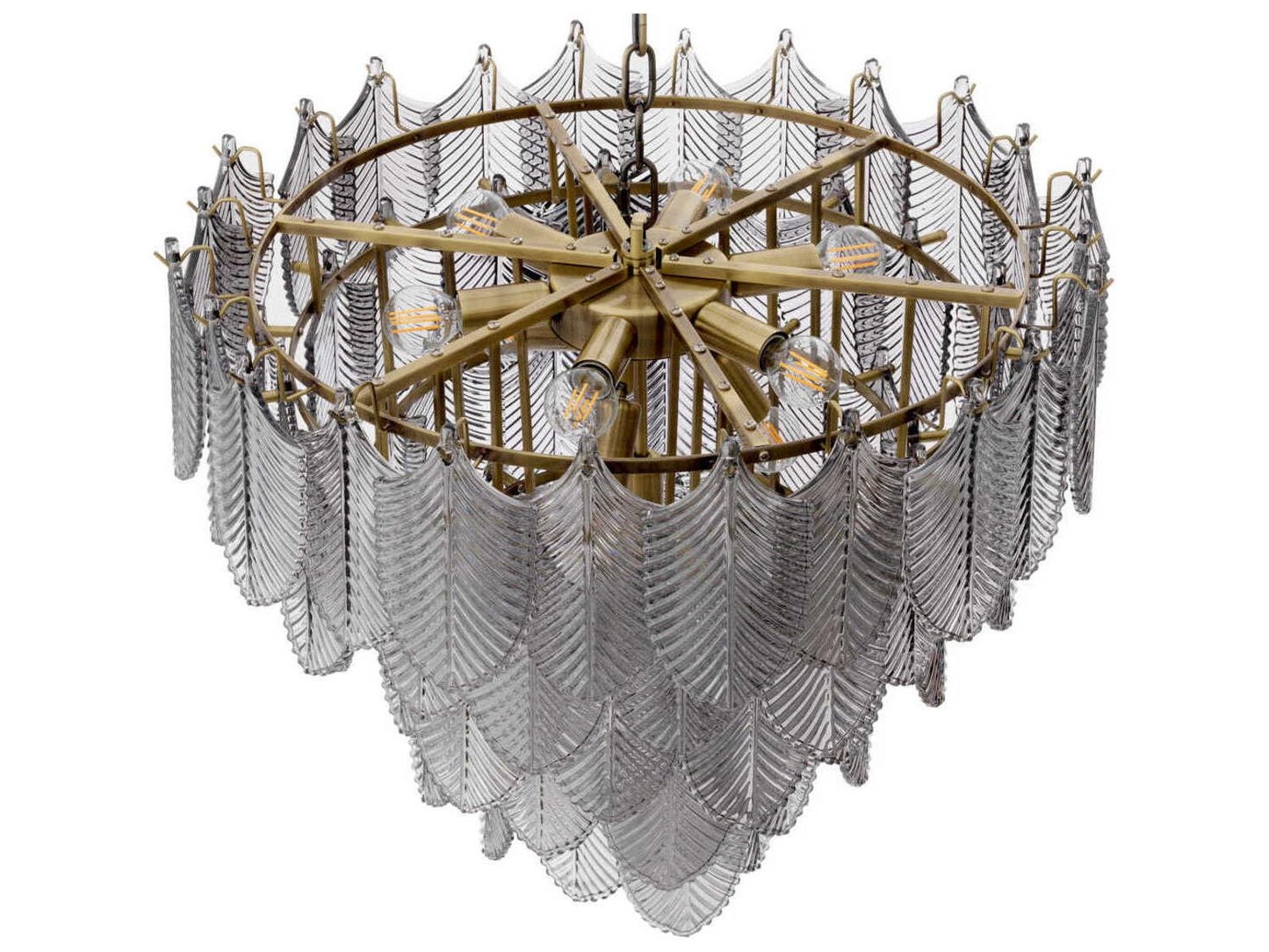 Eichholtz Verbier 10-Light Chandelier in Light Brushed Brass and Smoke Glass
