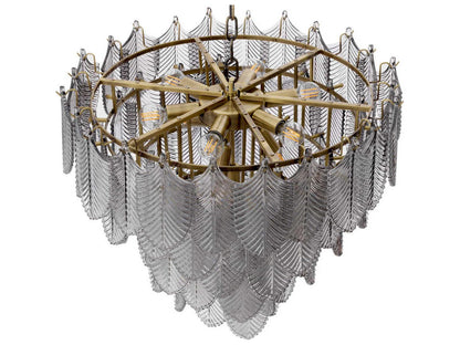 Eichholtz Verbier 10-Light Chandelier in Light Brushed Brass and Smoke Glass