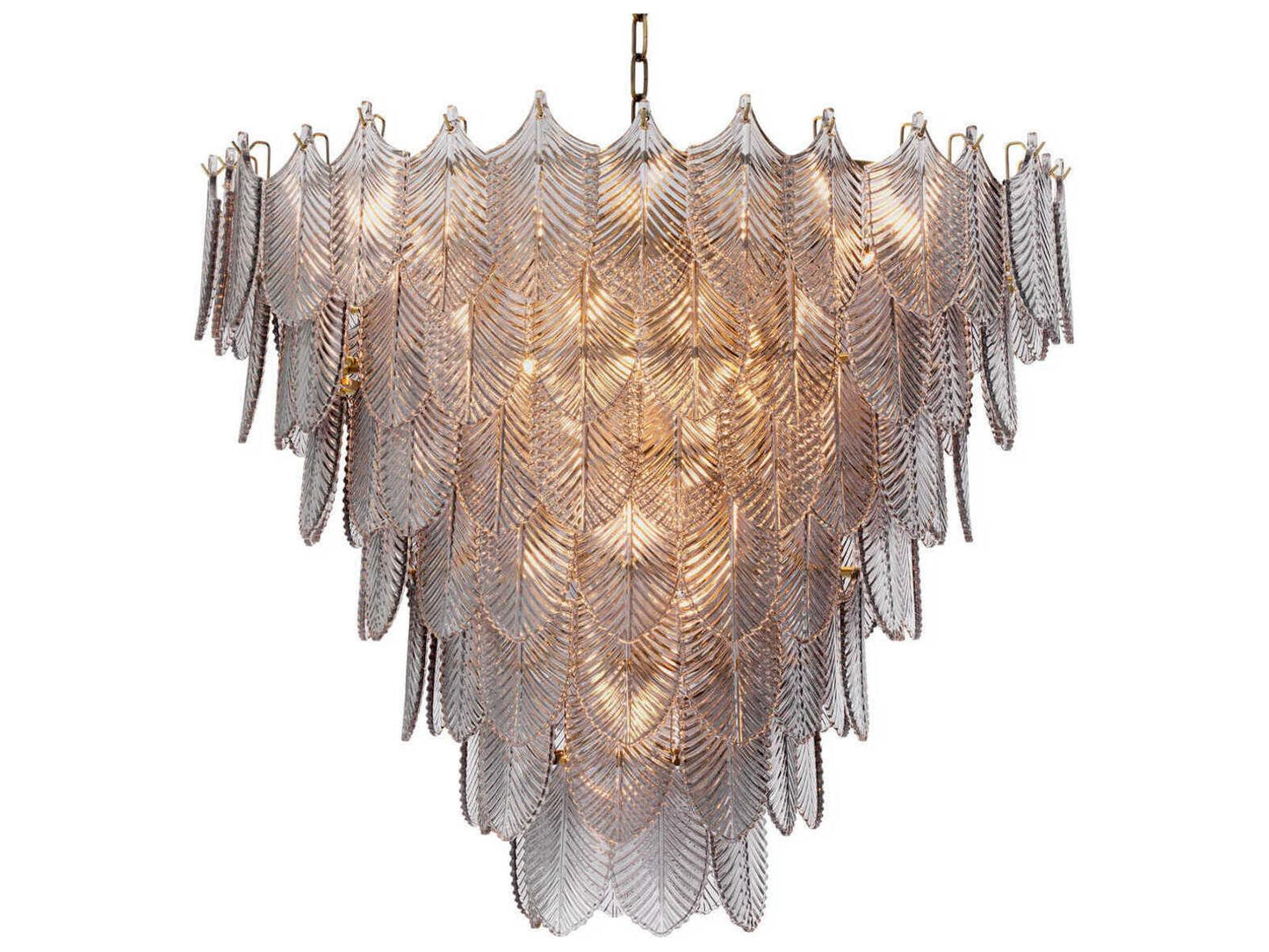 Eichholtz Verbier L 16-Light Chandelier in Light Brushed Brass with Smoke Glass