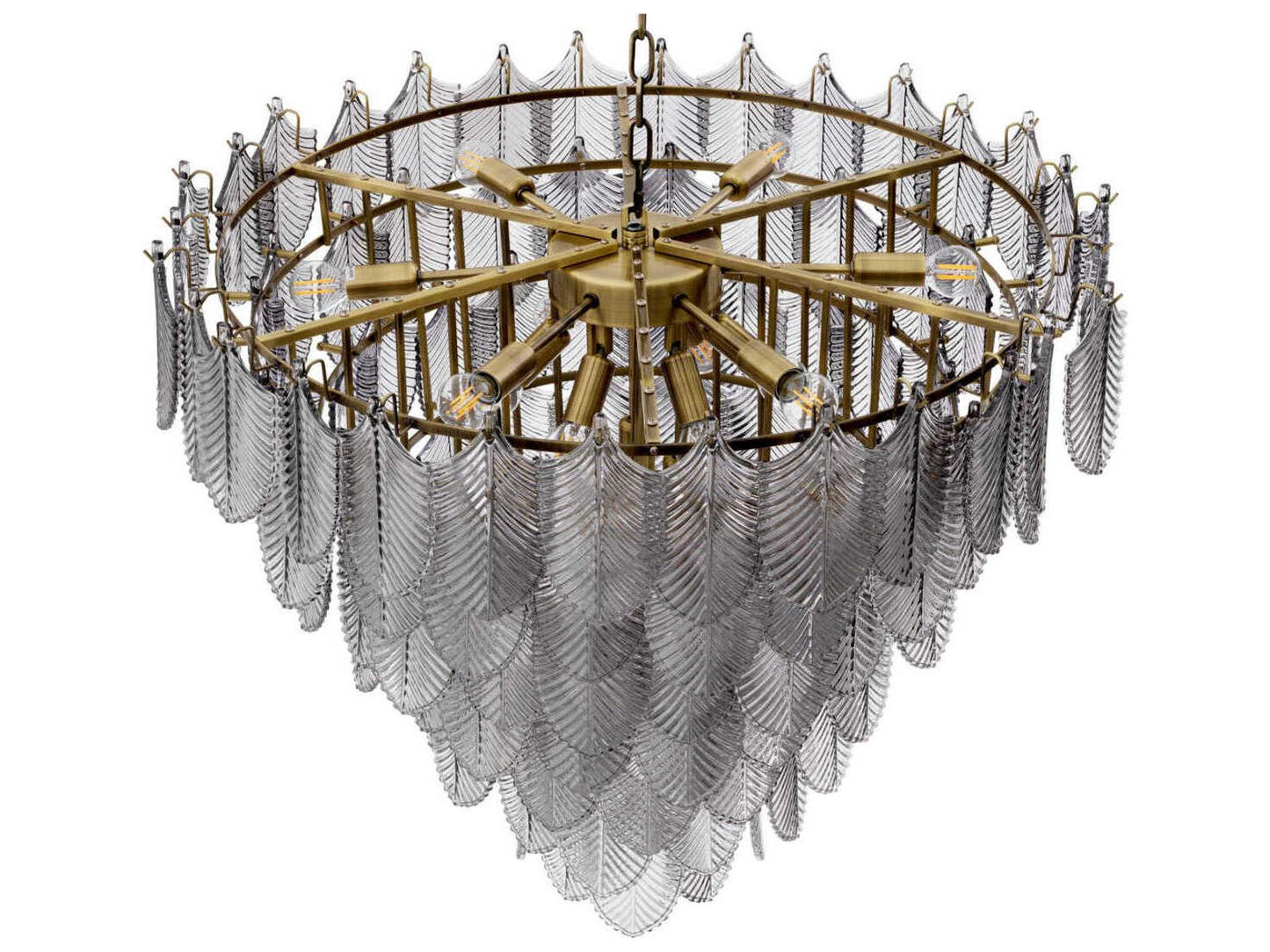 Eichholtz Verbier L 16-Light Chandelier in Light Brushed Brass with Smoke Glass