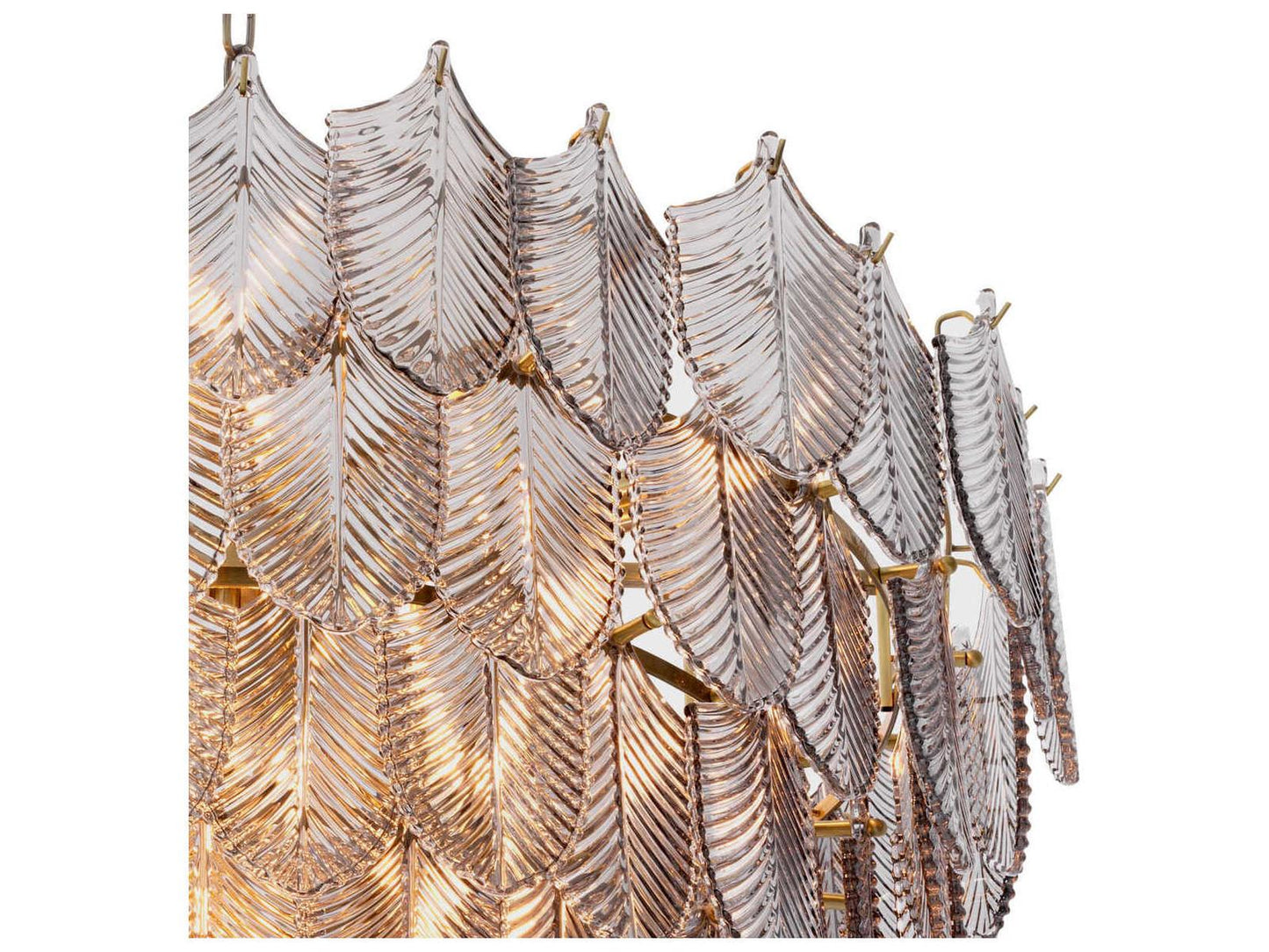 Eichholtz Verbier L 16-Light Chandelier in Light Brushed Brass with Smoke Glass