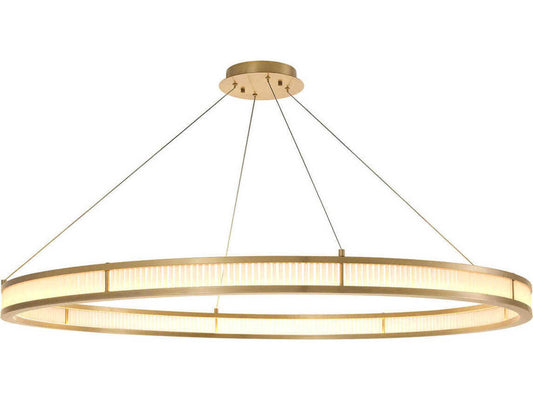 Eichholtz Damien XL 1-Light LED Chandelier in Antique Brass with Frosted Glass