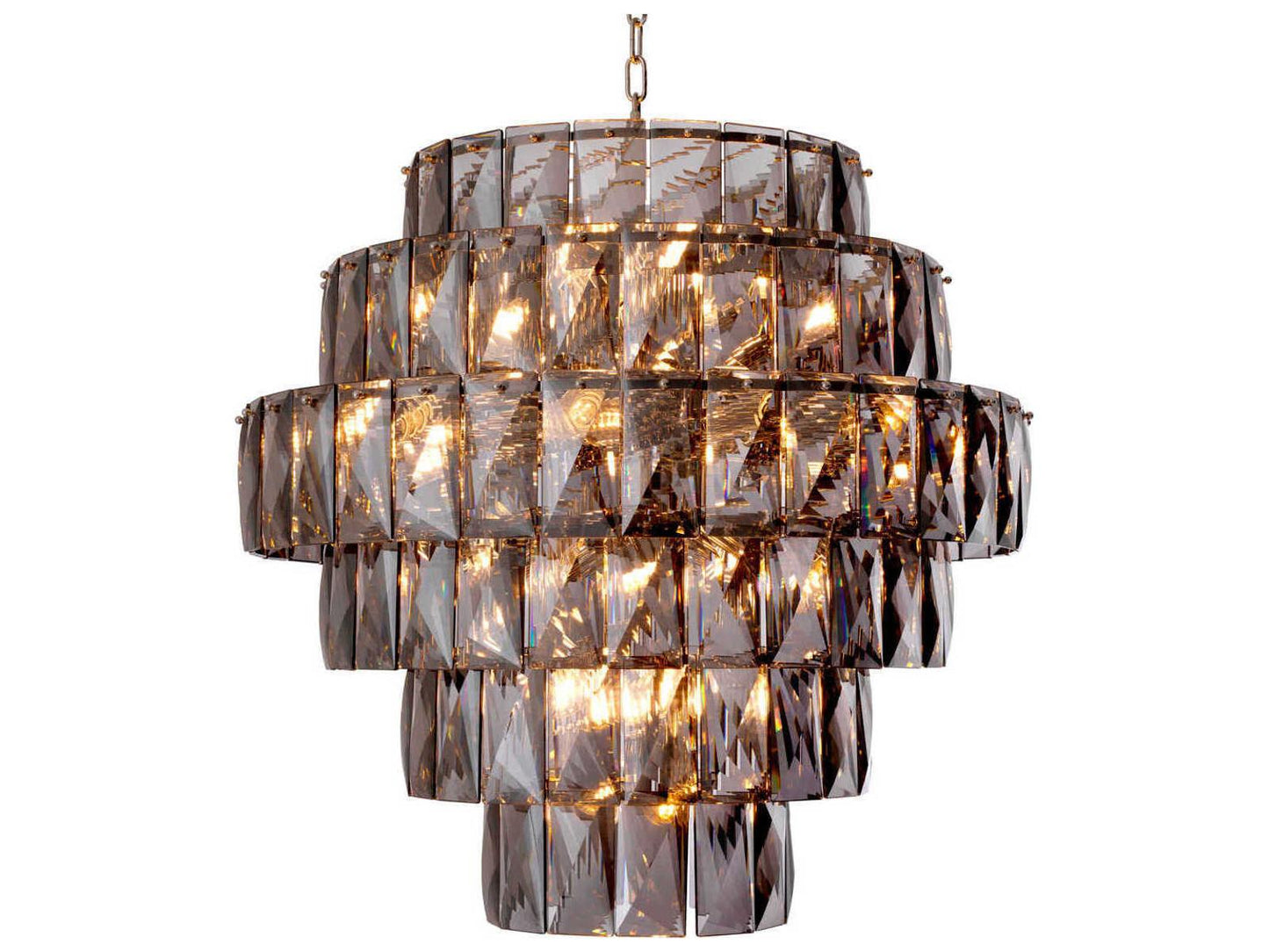 Eichholtz 26-Light Amazone Chandelier in Nickel with Smoke Crystal Glass